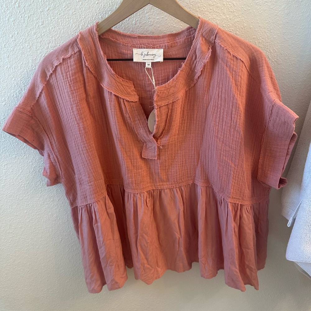 In February Pink Peplum Blouse